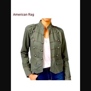 PERISCOPE 100% Cotton Button-trim Miltary Style Jacket Olive Green Juniors XL